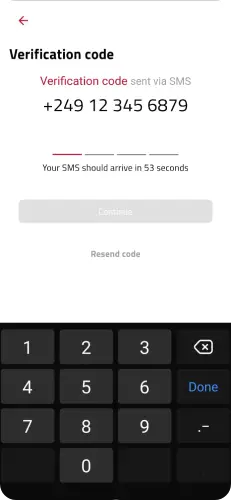 شاشة التحقق OTP